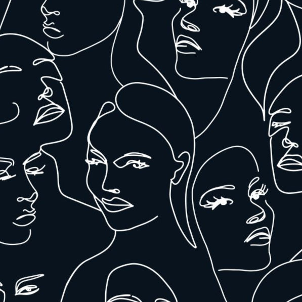 Beautiful Faces Black wallpaper sample, close-up of abstract line-art detail