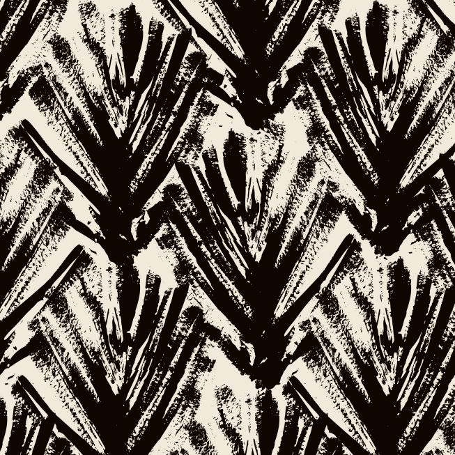 Black Painted Palms wallpaper sample, close-up of bold painted palm detail