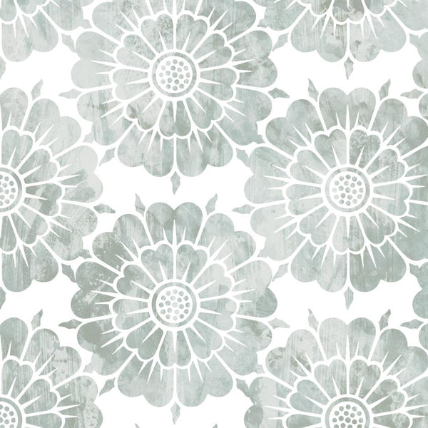 Grey Ornament wallpaper sample, close-up of vintage damask pattern