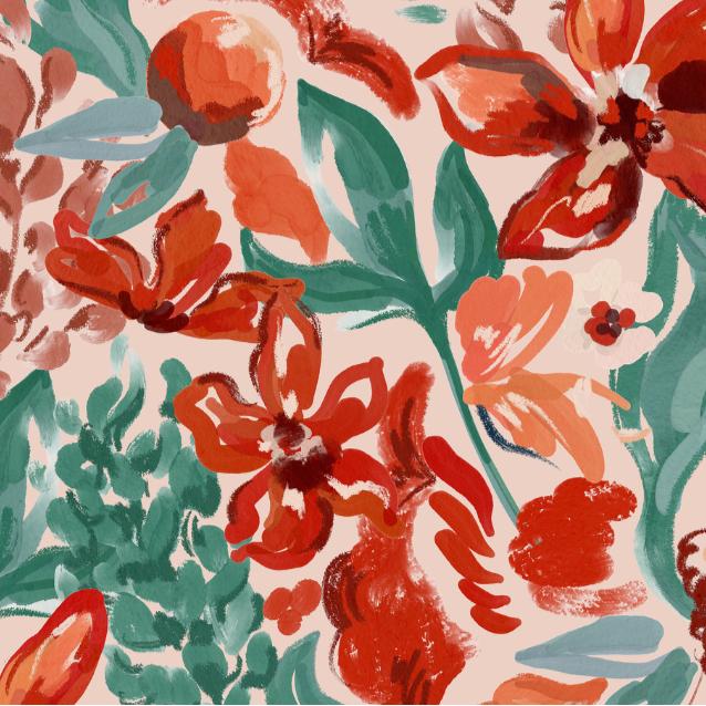 Intense Flowers III wallpaper sample, close-up of red and green blooms