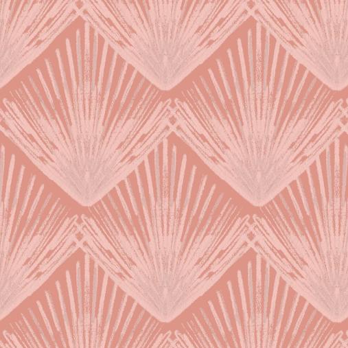 Pink Serenade pink nursery wallpaper sample, close-up of floral detail