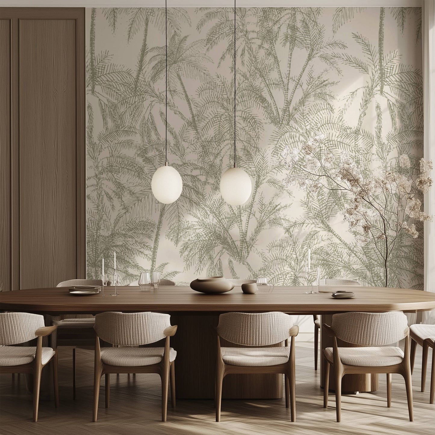 Subtle Green Palms-PAMPA Wallcoverings