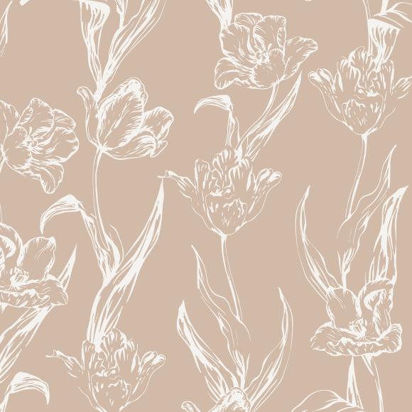 Subtle Tulips wallpaper sample, close-up of tulip floral detail