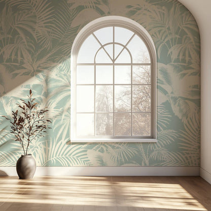 Gray Palm Trees Backdrop tropical palm silhouette wallpaper in grey