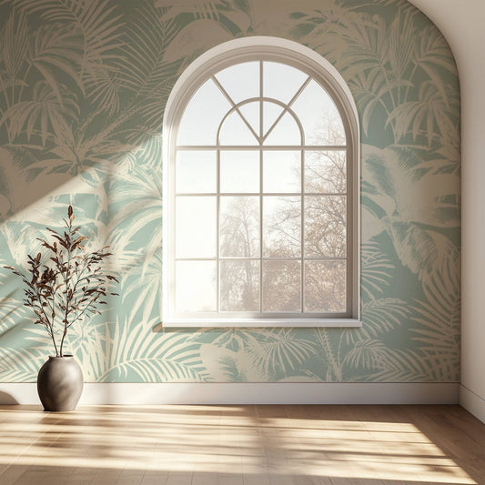 Gray Palm Trees Backdrop tropical palm silhouette wallpaper in grey
