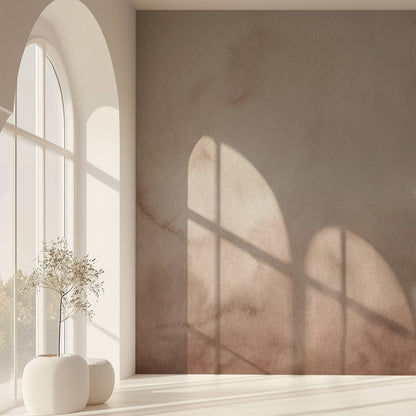 Modern Oasis Sepia watercolor palm-tree wall mural in warm sepia