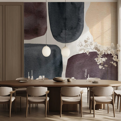 Watercolor Modern Shapes abstract geometric wall mural in pastel tones