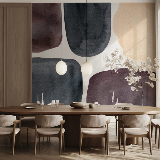 Watercolor Modern Shapes abstract geometric wall mural in pastel tones