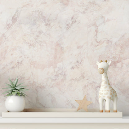 Pink Marble marble-effect wallpaper styled in a glam interior