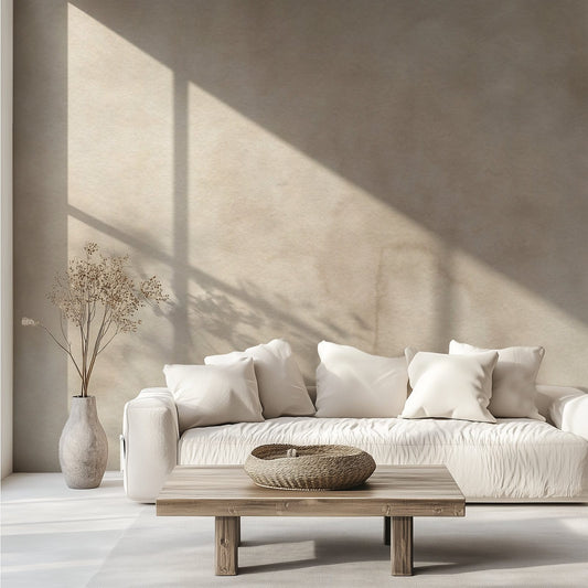 Modern Oasis Ivory watercolor palm-tree wall mural in ivory tones