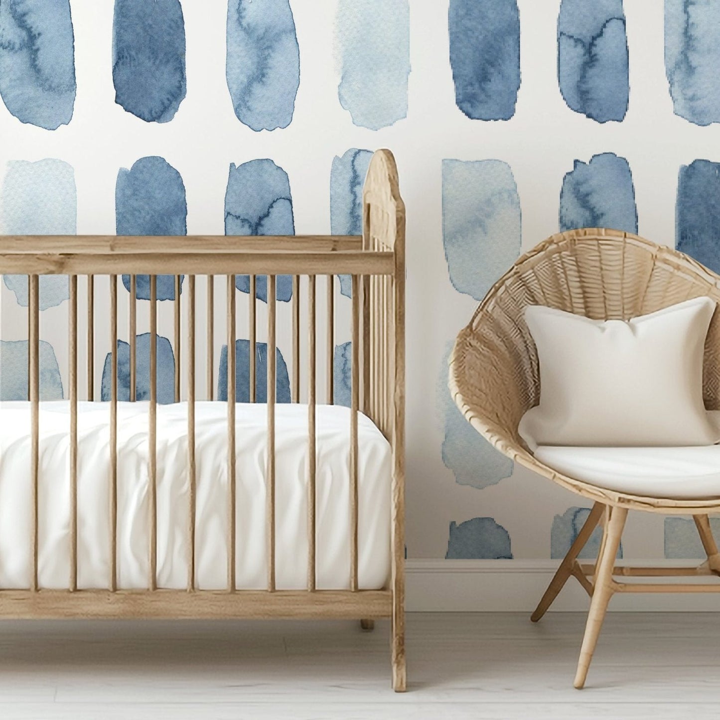 Step By Step kids wallpaper styled in a nursery room