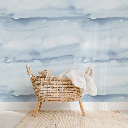 Blue Sky soft sky-blue gradient nursery wallpaper