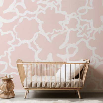 Abstract Flowers soft pink abstract floral nursery wallpaper
