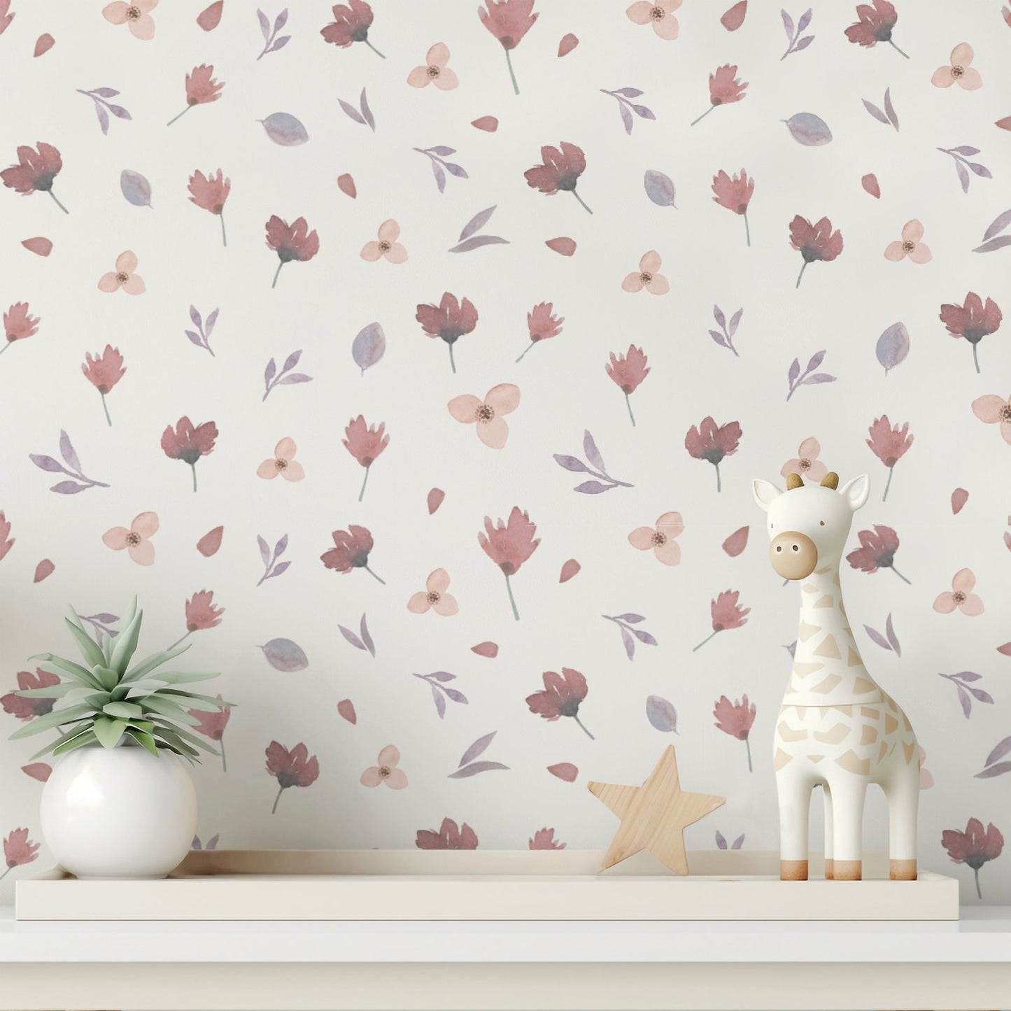 Subtle Autumn Flowers earthy warm-toned botanical floral wallpaper