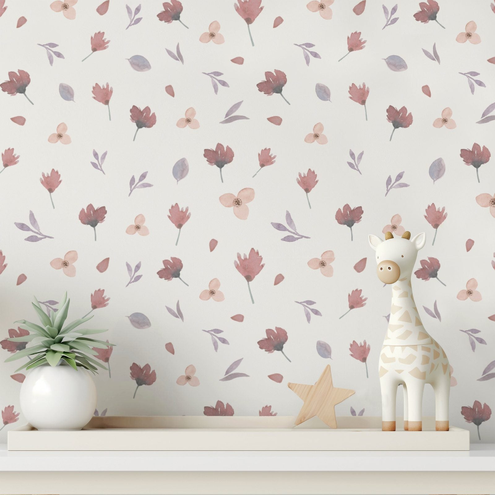 Subtle Autumn Flowers earthy warm-toned botanical floral wallpaper