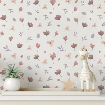 Subtle Autumn Flowers earthy warm-toned botanical floral wallpaper