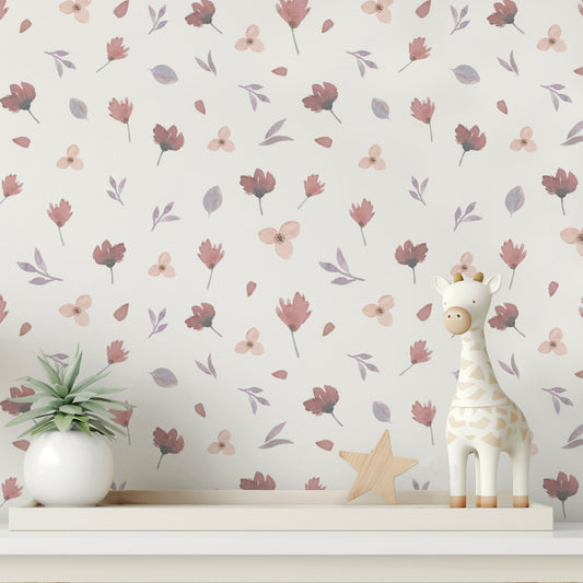 Subtle Autumn Flowers earthy warm-toned botanical floral wallpaper