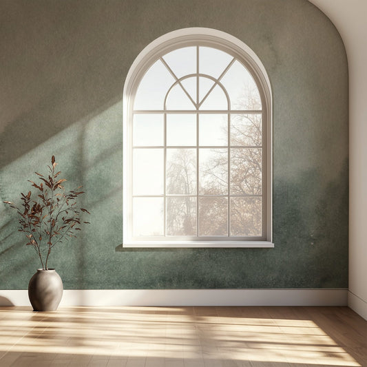 Modern Oasis Sage watercolor palm-tree wall mural in soft sage