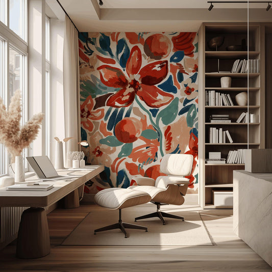 Intense Flowers bold oversized floral wallpaper in vivid tones
