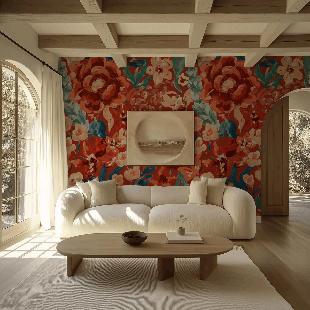 Intense Flowers IV bold colorful floral wallpaper in rich tones