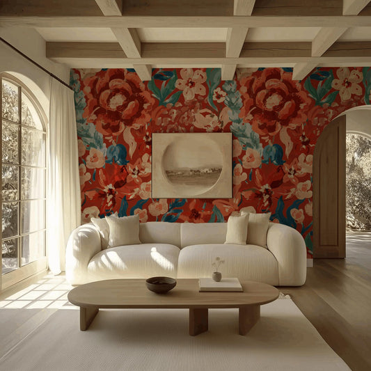 Intense Flowers IV bold colorful floral wallpaper in rich tones