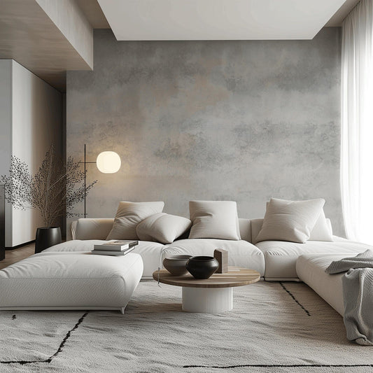 Gray Texture weathered concrete-effect wallpaper in cool grey