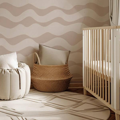 Powdery Waves soft pink wave-pattern kids wallpaper