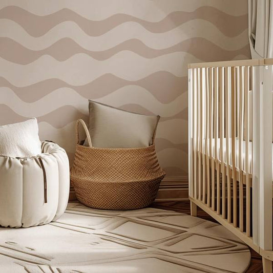 Powdery Waves soft pink wave-pattern kids wallpaper