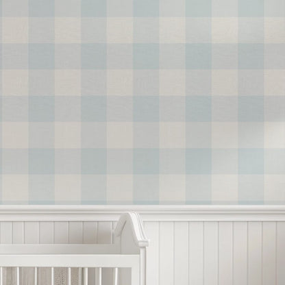 Checked Pattern Linen Light Blue