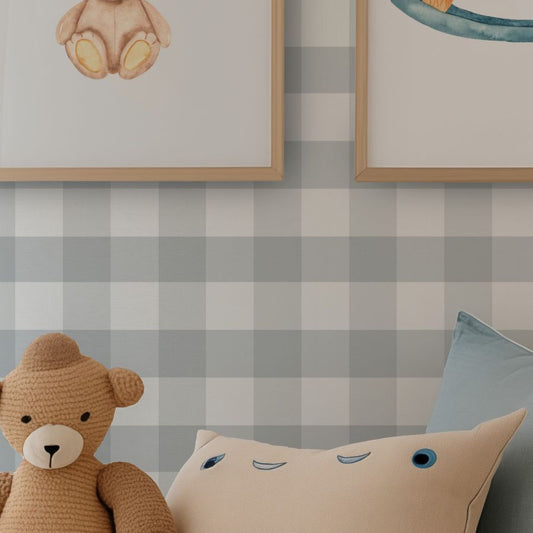 Checked Pattern Linen Mist