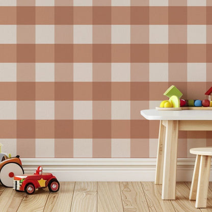 Checked Pattern Linen Terracota