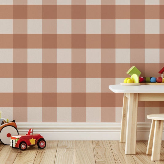 Checked Pattern Linen Terracota