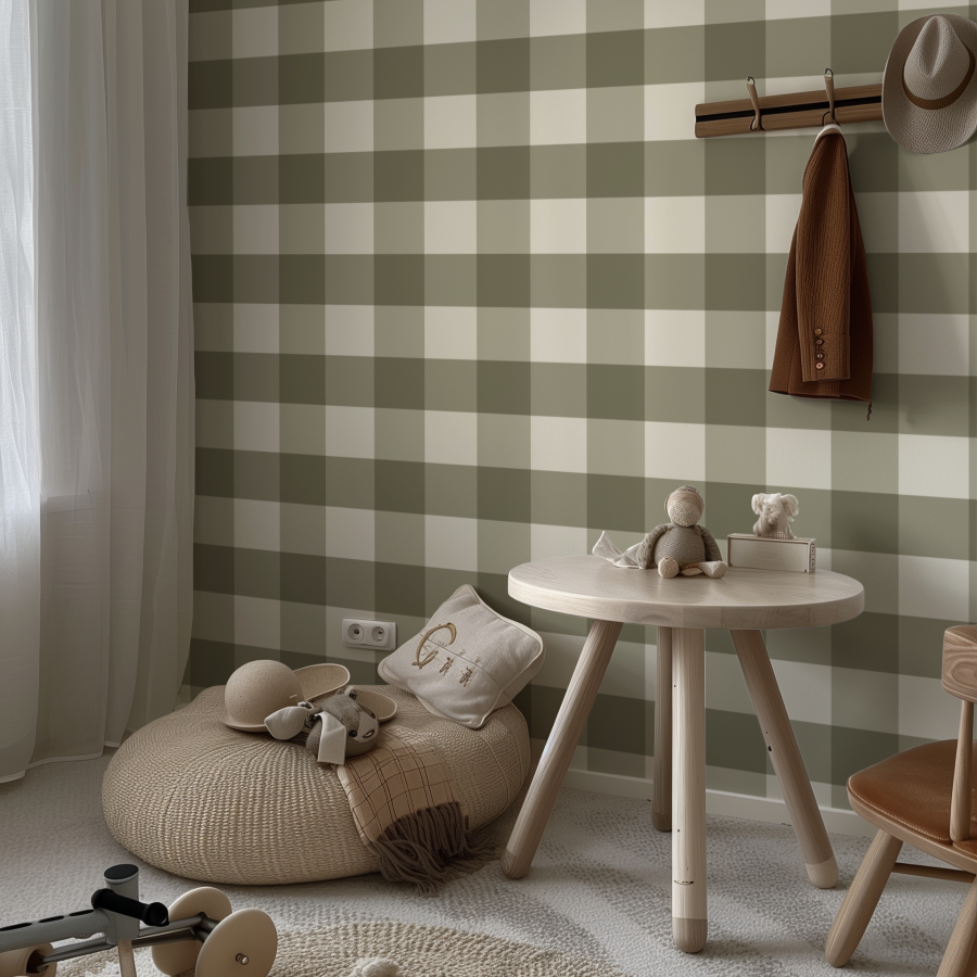 Checked Pattern Olive