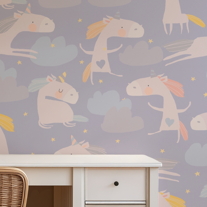 Cute Unicorns kids wallpaper, alternate view of unicorn pattern