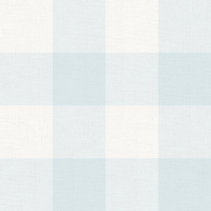 Checked Pattern Linen Light Blue