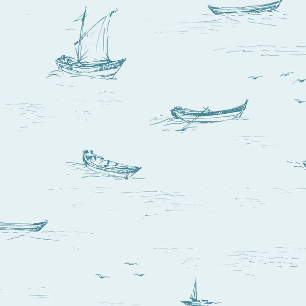Drifting Boats wallpaper sample, close-up of minimalist boat motifs