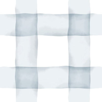 Watercolor Checked Pattern Light Blue