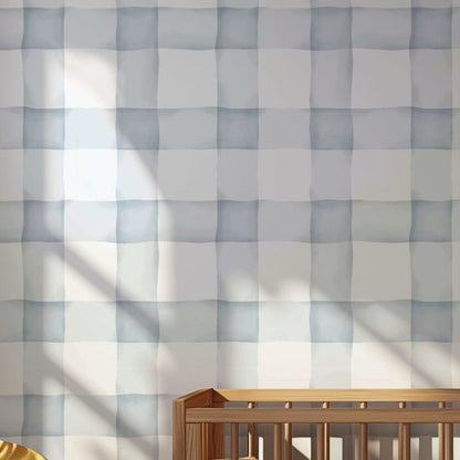 Watercolor Checked Pattern Light Blue