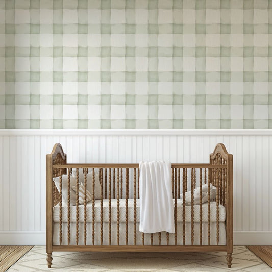 Watercolor Checked Pattern Sage