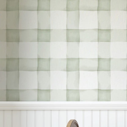 Watercolor Checked Pattern Sage
