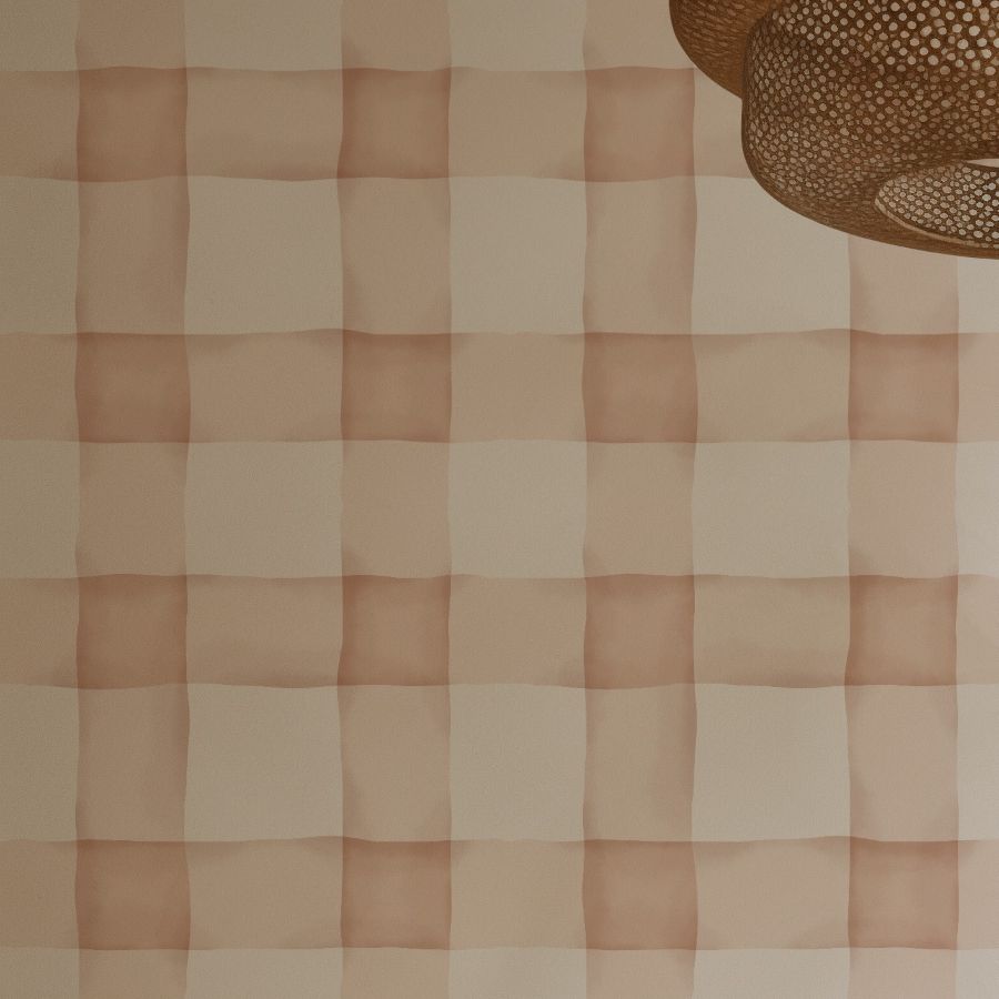 Watercolor Checked Pattern Terracota