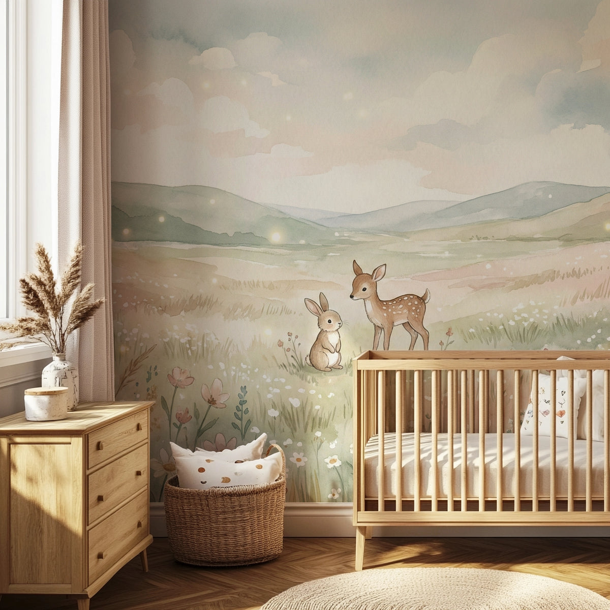 Collection Woodland Whispers feature image Cute Deer and Bunny Kids Watercolor Wall Murals