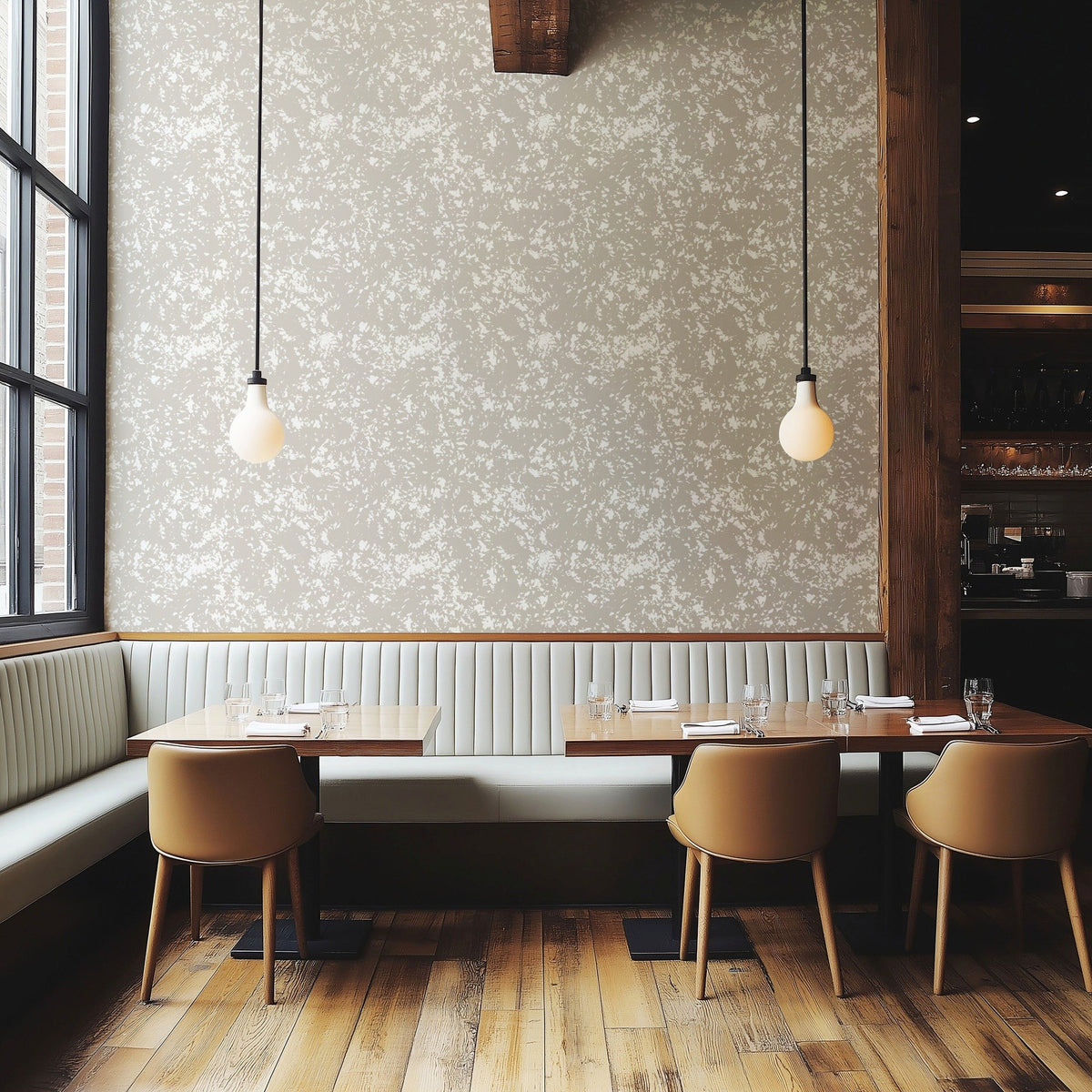 Abstract Beige Pattern minimalist neutral abstract wallpaper in a styled interior