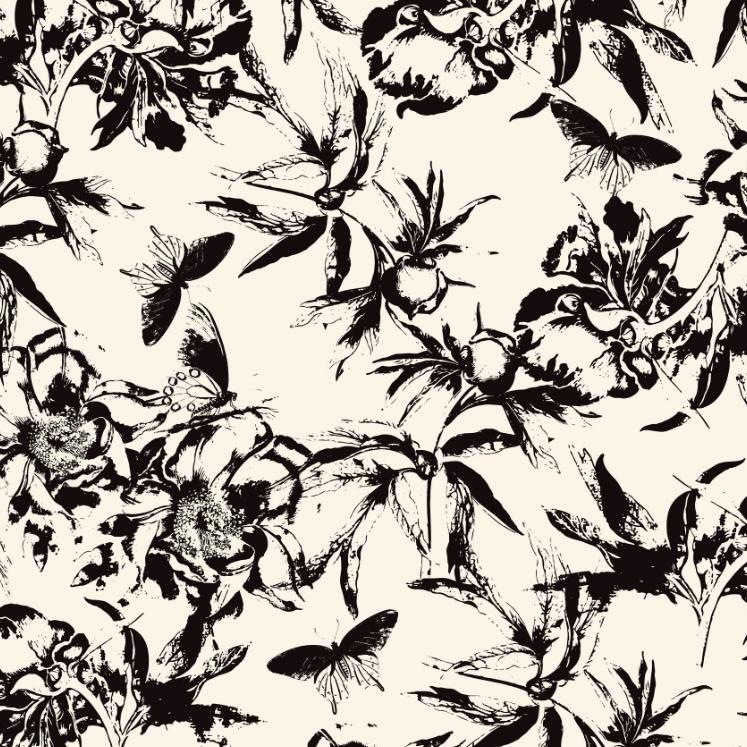 Abstract Printed Flowers wallpaper sample, close-up of abstract floral detail