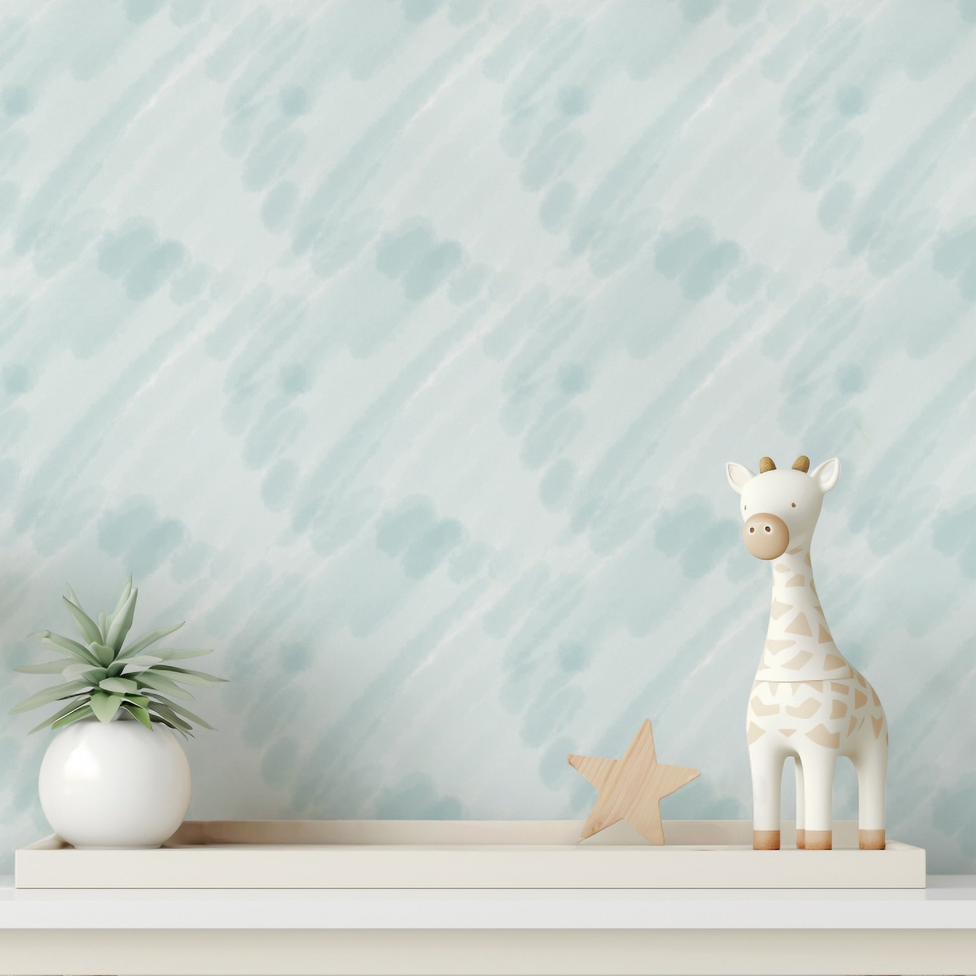 Aqua Brushstrokes wallpaper in a nursery and children's room