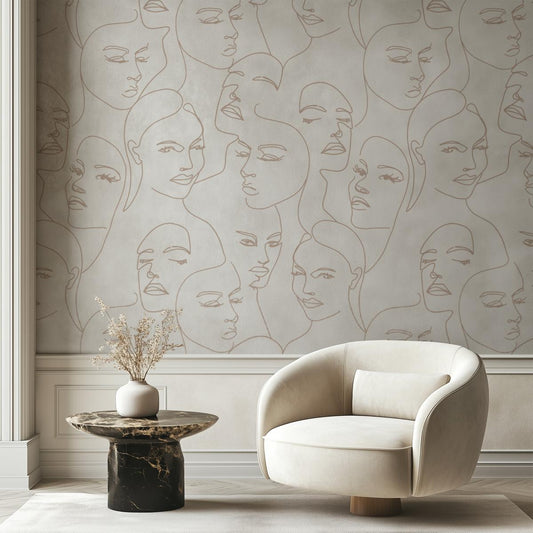 Beautiful Faces - White-PAMPA Wallcoverings