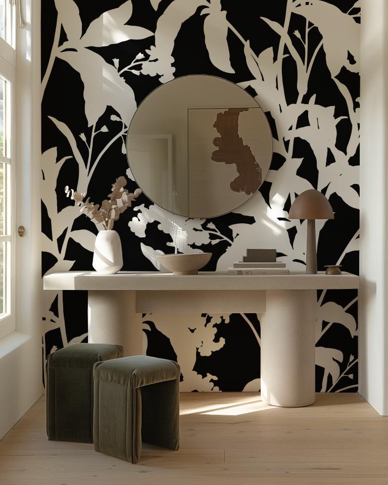 Black and White Flowers-PAMPA Wallcoverings