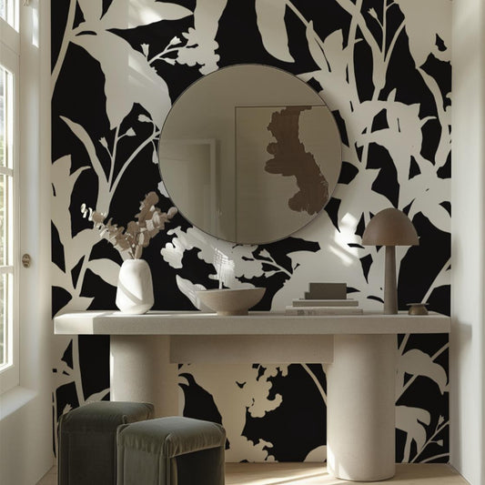 Black and White Flowers-PAMPA Wallcoverings
