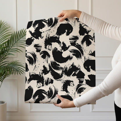 Black Paint bold hand-painted brushstroke wallpaper shown on a single wallpaper drop