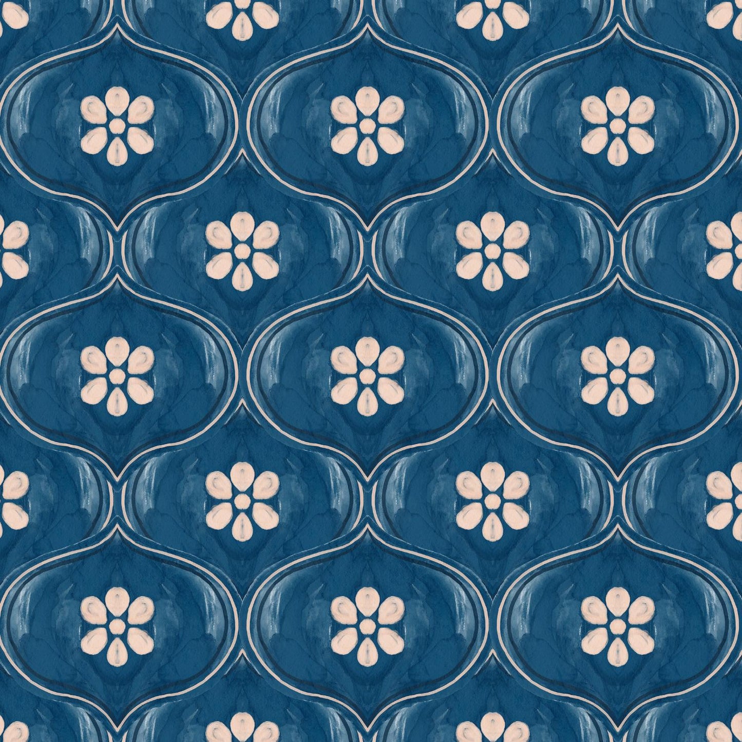 Blue Ornament-PAMPA Wallcoverings